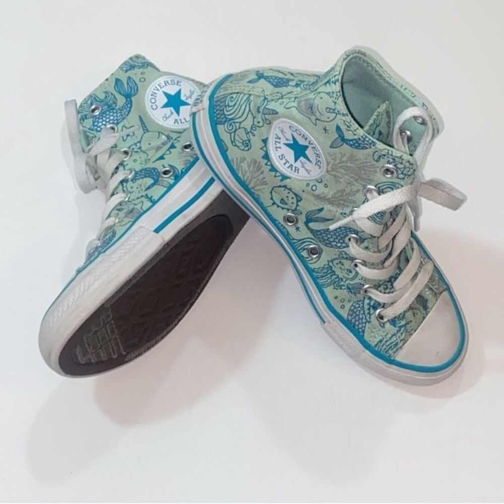 🥰Converse Chuck Taylor All Gender Junior Kids High-Tops - Aqua and White Sz, 2